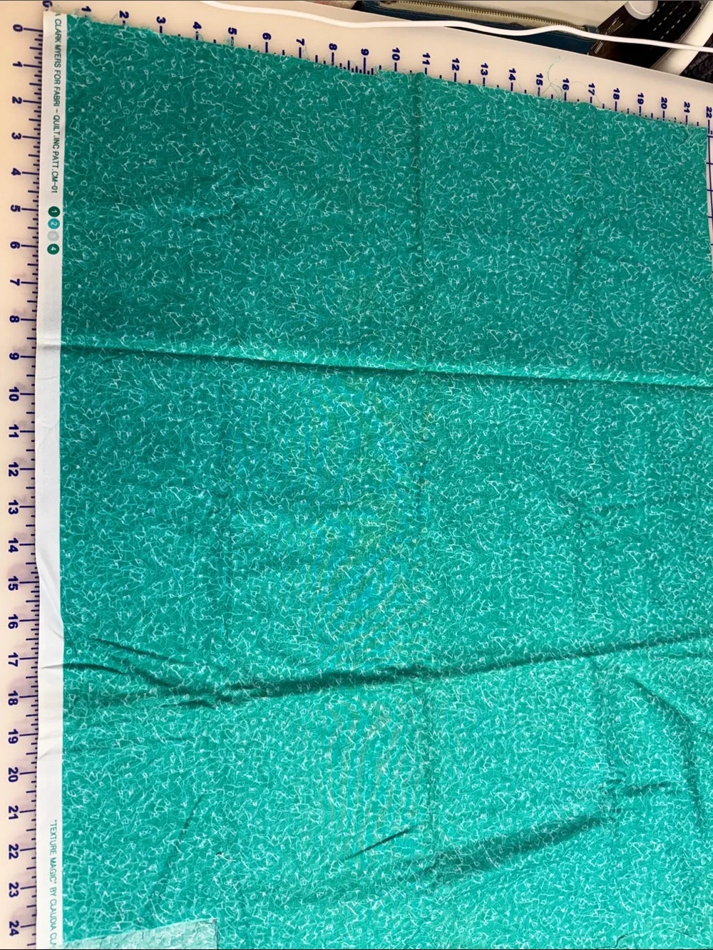 Quilt scrap 1/2 yard plus Blue green aqua Geometric Cotton Fabric